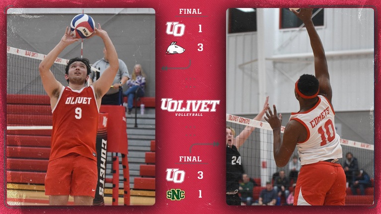 Men’s Volleyball: Olivet splits four-set matches against Hiram and St. Norbert